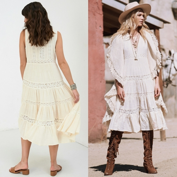 Doe Eyed Midi Dress Cream Gown S Spell Designs NWT - Picture 7 of 16